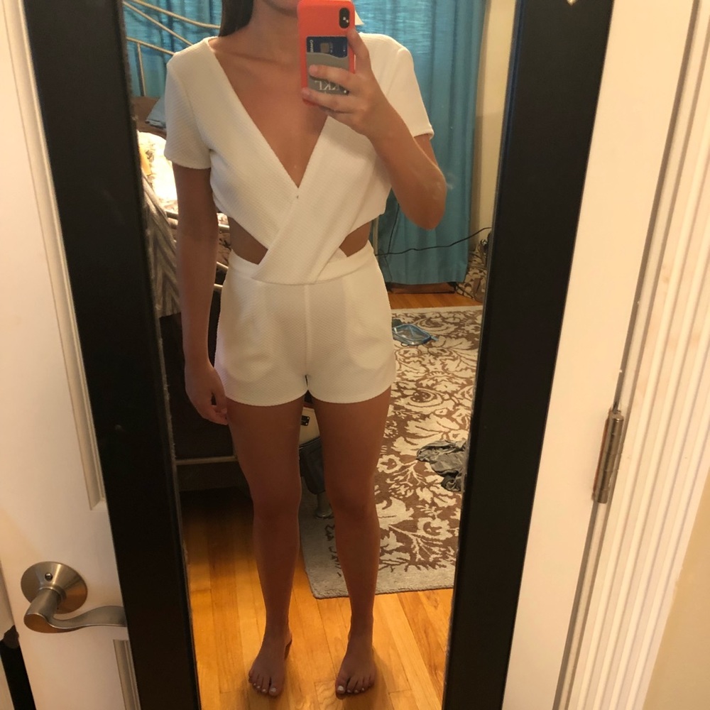 White romper with cut outs